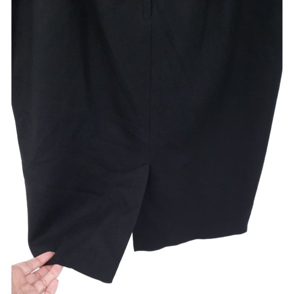 VTG 70s Panther Solid Black Wool Straight Cut Pencil Skirt Size M Short Lined - Picture 6 of 11